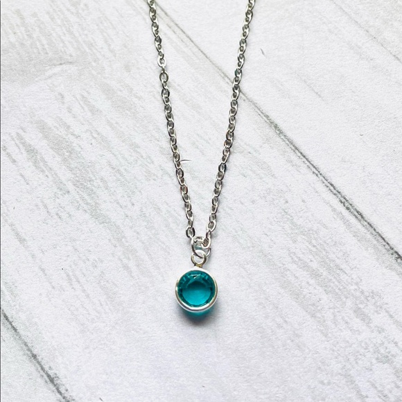 December Swarovski Crystal Necklace, Blue Zincon Swarovski Crystal, Handmade - Picture 2 of 5